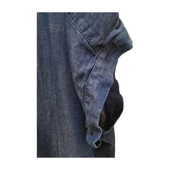 SOFT SURROUNDINGS BLUE CHAMBRAY DENIM DROP SHOULDER COLLARED LONG DRESS LARGE - Picture 3 of 6